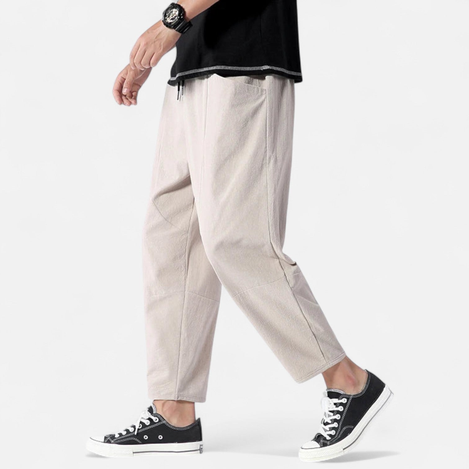 Men's Cropped Cotton Pants – Urban Precision, Tailored Versatility