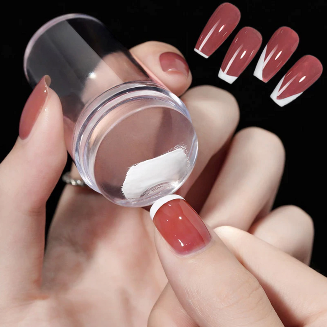 French Nail Art Stempel Set, Silikon Nagelstempel für Maniküre, einfaches DIY Nail Art Werkzeug für French Tips und kreative Nageldesigns