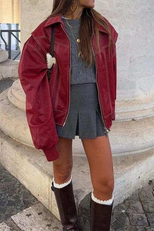 Sierra® | Scharlachrote Lederjacke