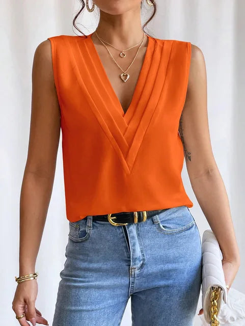 50% RABATT | Vellisse™ | Ärmellose Bluse mit V-Ausschnitt