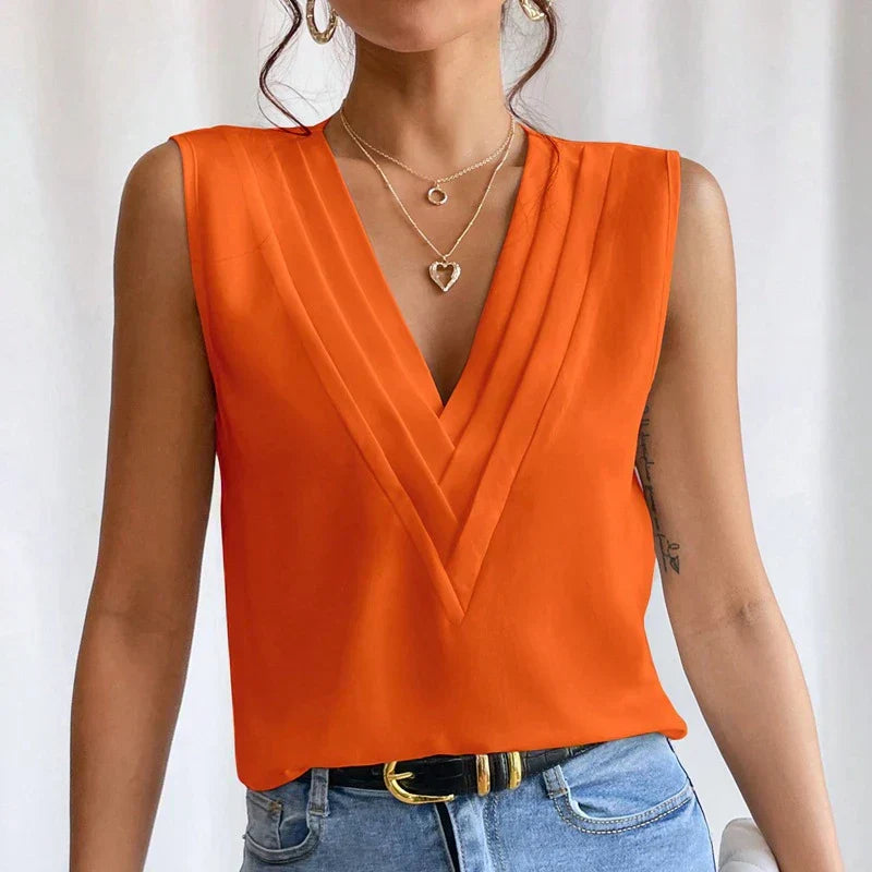 50% RABATT | Vellisse™ | Ärmellose Bluse mit V-Ausschnitt