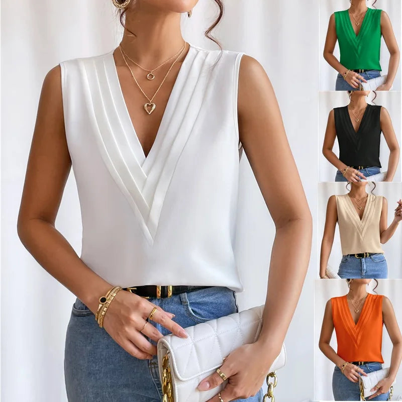 50% RABATT | Vellisse™ | Ärmellose Bluse mit V-Ausschnitt