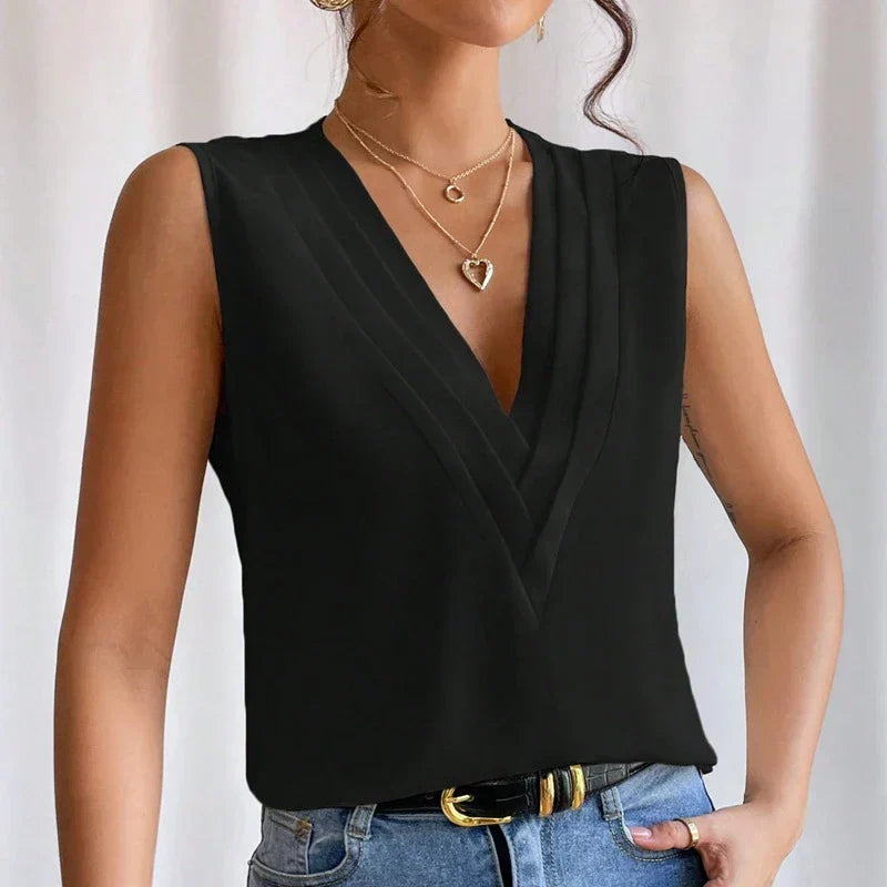 50% RABATT | Vellisse™ | Ärmellose Bluse mit V-Ausschnitt