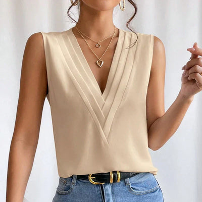 50% RABATT | Vellisse™ | Ärmellose Bluse mit V-Ausschnitt