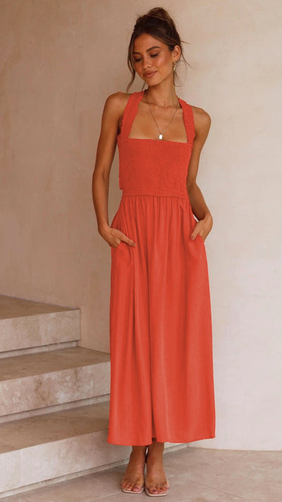 50% RABATT | Swanelle™ | Elegantes Maxikleid mit fließendem Schnitt