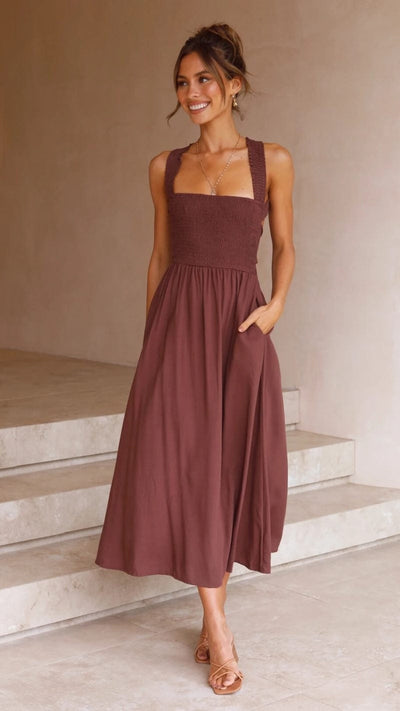 50% RABATT | Swanelle™ | Elegantes Maxikleid mit fließendem Schnitt