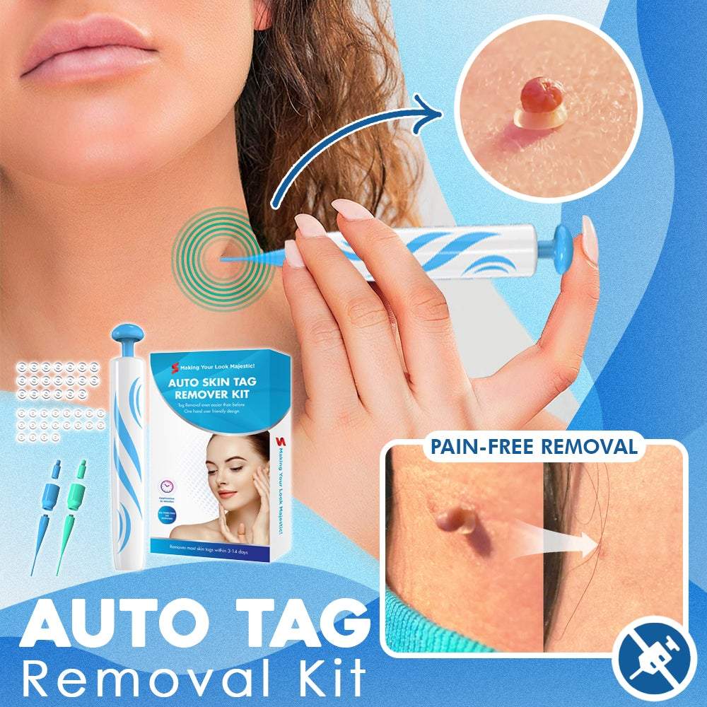 Auto Skin Tag Remover Kit – schmerzfreies Hautanhängsel-Entfernungsset mit Präzisionsapplikator, Gummibändern und Ersatznadeln für Gesicht und Körper
