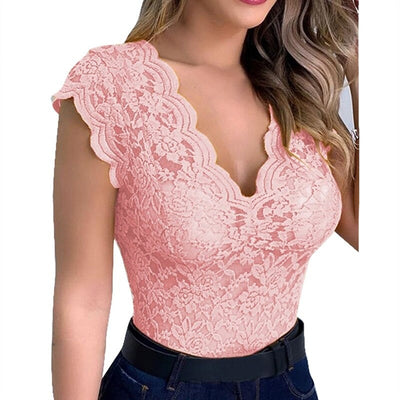 50% RABATT | Lacivie™ | Top mit V-Ausschnitt und Spitze