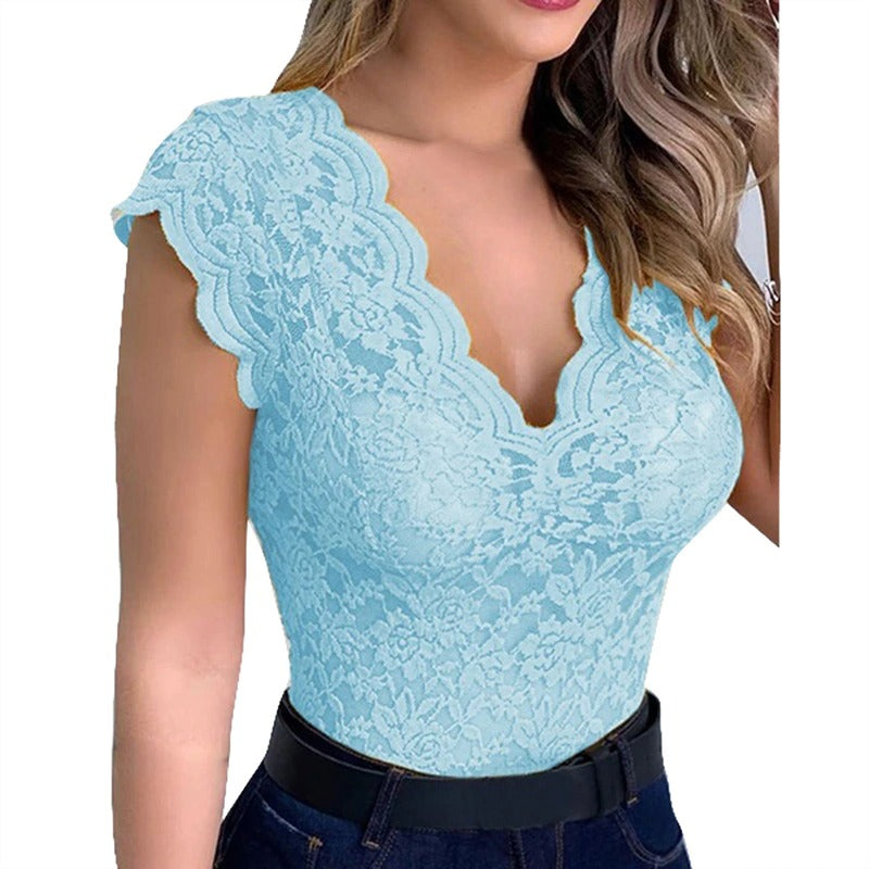 50% RABATT | Lacivie™ | Top mit V-Ausschnitt und Spitze