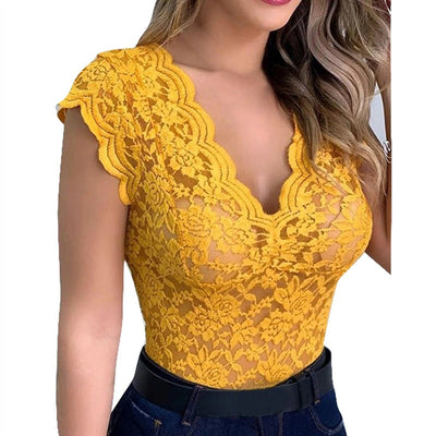 50% RABATT | Lacivie™ | Top mit V-Ausschnitt und Spitze