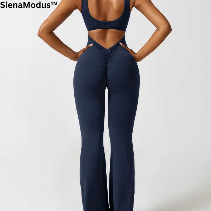 SienaModus™ Ausgestellter Jumpsuit mit V-Ausschnitt und Rückeneinsatz