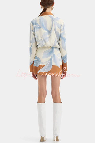 50% RABATT | Floravida™ | Lake Days Satin Colorblock Print Hemdkleid