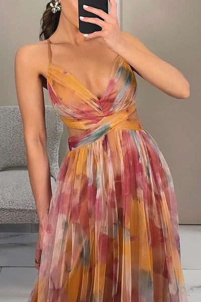 50% RABATT | Everly | Elegantes bedrucktes Spitzen-Maxikleid