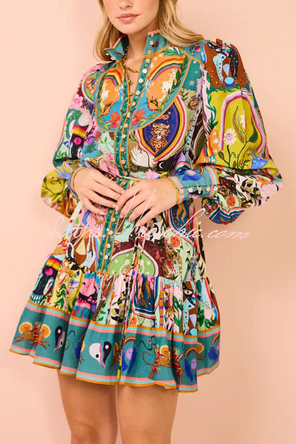 50% RABATT | LuxeMuse™ | Luxus Print Ballonärmel Minikleid