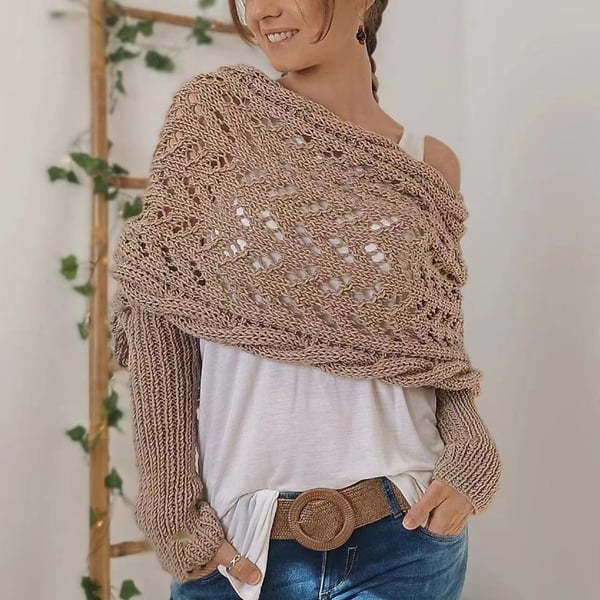 Zenina –  Doppelten Ärmeln Shawl Schal