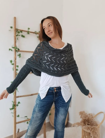 Zenina –  Doppelten Ärmeln Shawl Schal