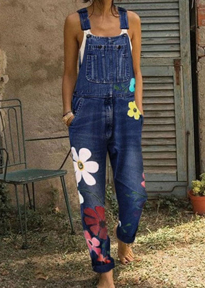 50% RABATT | Bohemira™ | Boho-Jumpsuit aus Denim mit Sonnenblumenprint