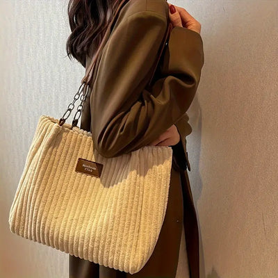 50% RABATT | Olivia | Luxury Corduroy Tote Tasche