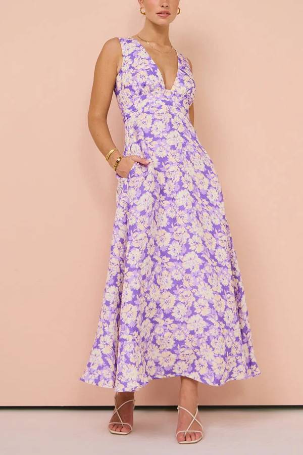 Imprinta™ | Herbst Maxi Kleid Violett