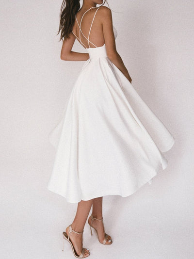 50% RABATT | Glamara™ | Elegantes Kleid mit V-Ausschnitt und Trägern