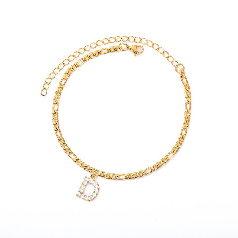 LuxeLetter™ | Einzigartiges Crystal Letter Knöchelarmband Gold