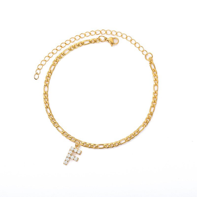 LuxeLetter™ | Einzigartiges Crystal Letter Knöchelarmband Gold