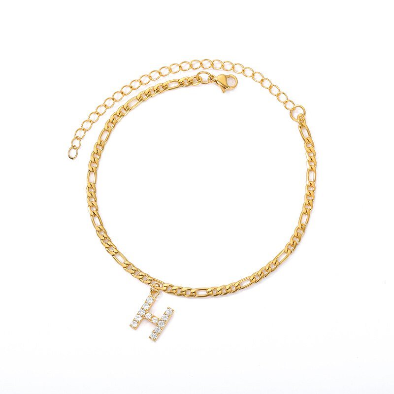 LuxeLetter™ | Einzigartiges Crystal Letter Knöchelarmband Gold