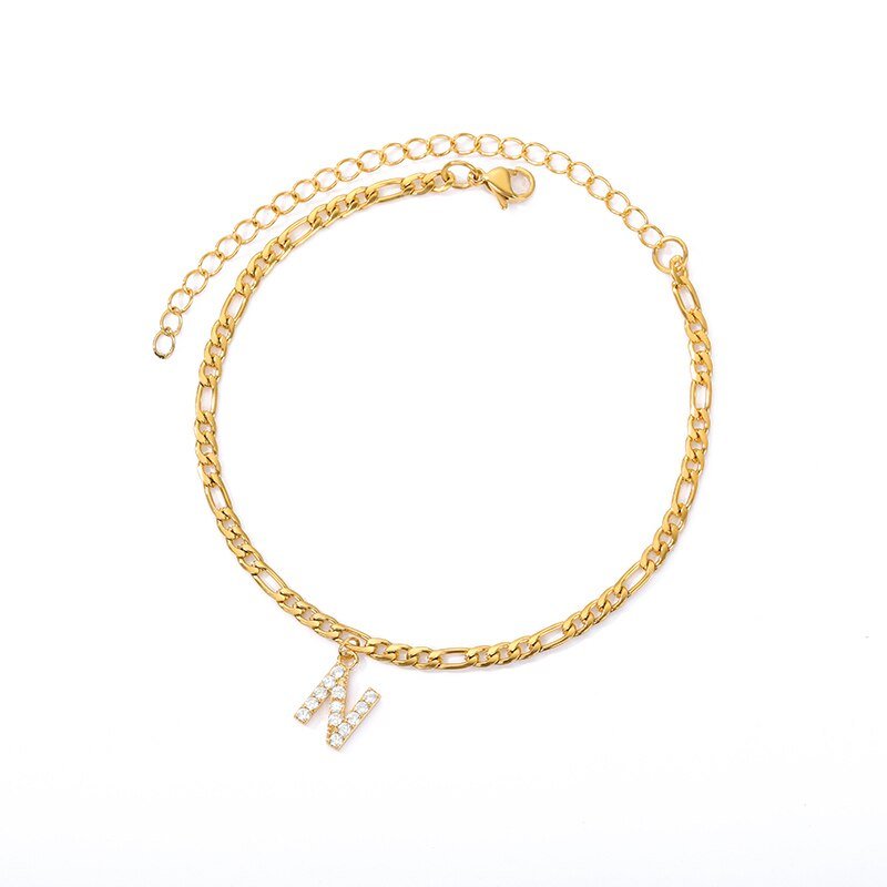LuxeLetter™ | Einzigartiges Crystal Letter Knöchelarmband Gold