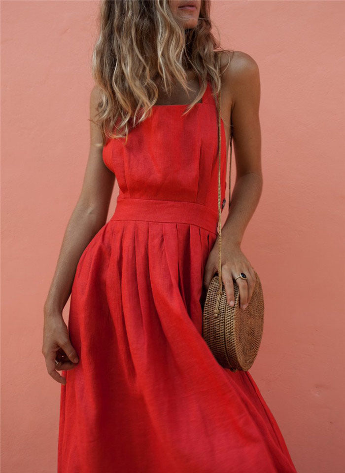 Chic-Chiffon-Kleid | Rückenfreies Sommerkleid mit Spitze