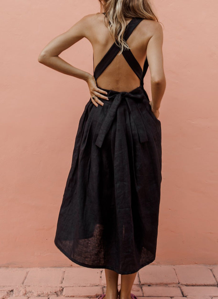 Chic-Chiffon-Kleid | Rückenfreies Sommerkleid mit Spitze