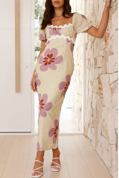 50% RABATT | Rosavie™ | Herbst Maxi Kleid Butter/Pink