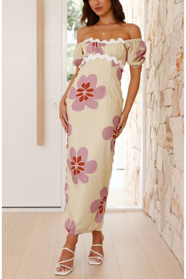 50% RABATT | Rosavie™ | Herbst Maxi Kleid Butter/Pink