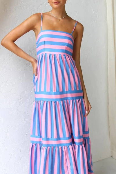 50% RABATT | Candessa™ | Candy Streifen Maxikleid