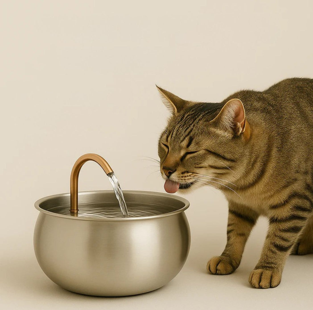 WhiskerWell | Flüsterleiser Edelstahl-Katzenbrunnen | Saubere, fließende, stressfreie Flüssigkeitszufuhr