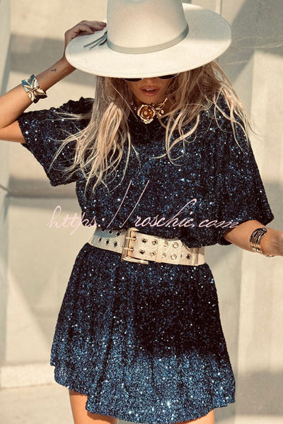 50% RABATT | PastelMuse™ | Night Moves Pailletten H-Linien Minikleid