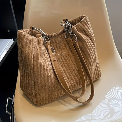 50% RABATT | Olivia | Luxury Corduroy Tote Tasche