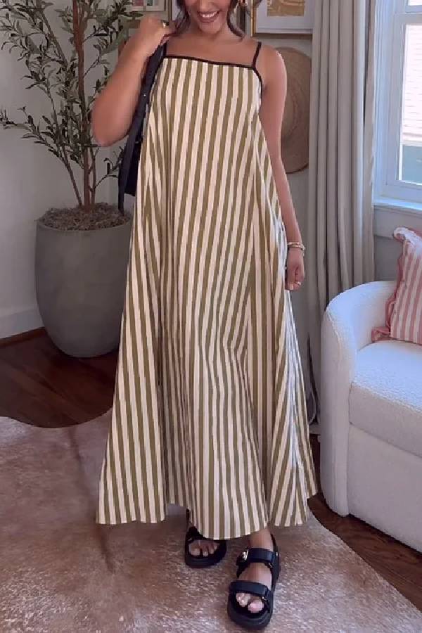 Zavelle™ | Lässiges Streifenträgerkleid