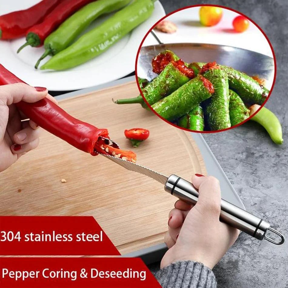 CoreCut® | PepperTool Entkerner Set – hochwertiges Küchenwerkzeug für Chilis, Paprika & mehr