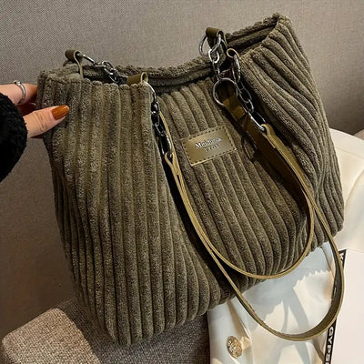 50% RABATT | Olivia | Luxury Corduroy Tote Tasche