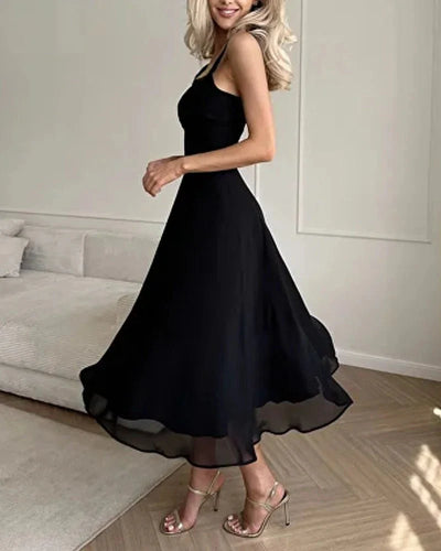 50% RABATT | Francine™ | Elegantes Chiffonkleid mit eckigem Ausschnitt