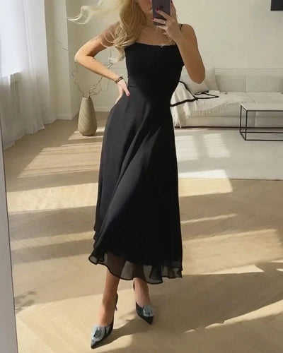 50% RABATT | Francine™ | Elegantes Chiffonkleid mit eckigem Ausschnitt