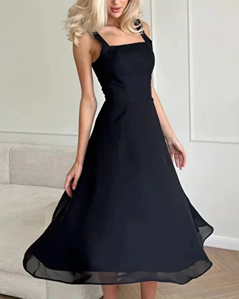 50% RABATT | Francine™ | Elegantes Chiffonkleid mit eckigem Ausschnitt