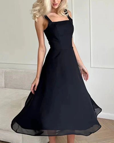 50% RABATT | Francine™ | Elegantes Chiffonkleid mit eckigem Ausschnitt