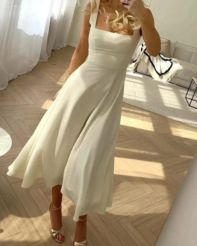 50% RABATT | Francine™ | Elegantes Chiffonkleid mit eckigem Ausschnitt
