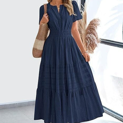 50% RABATT | Bohemira™ | Boho Damen-Midikleid mit Falten & kurzen Ärmeln