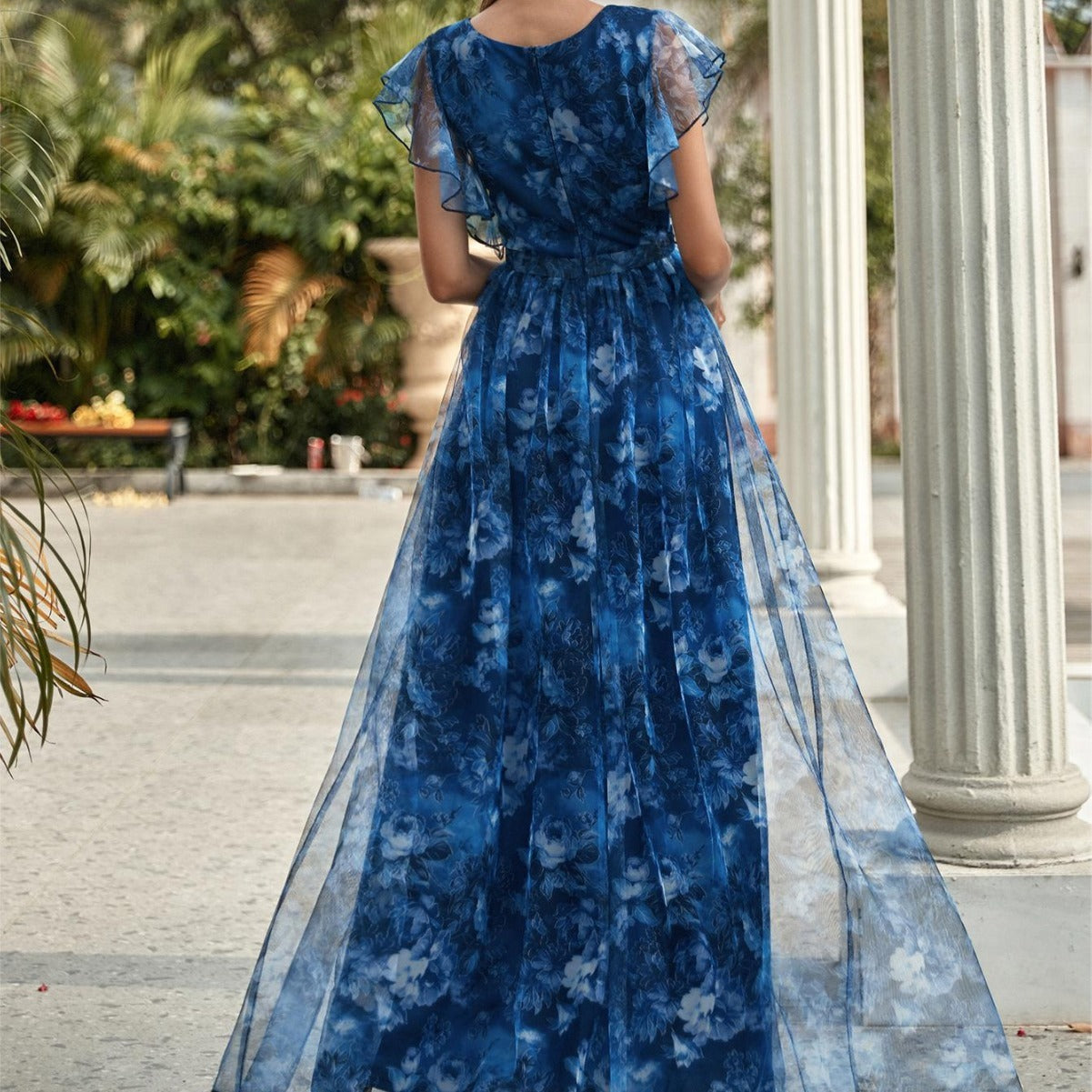 Aureflor™ | Leichtes Damen-Maxikleid aus bedruckter Seidenmousseline