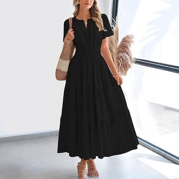 50% RABATT | Bohemira™ | Boho Damen-Midikleid mit Falten & kurzen Ärmeln