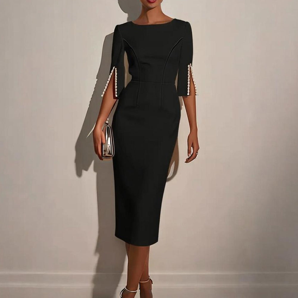 Perlisse™ | Elegantes Midi-Kleid mit edlen Perlendetails