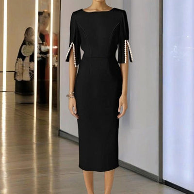 50% RABATT | Perlisse™ | Elegantes Midi-Kleid mit edlen Perlendetails