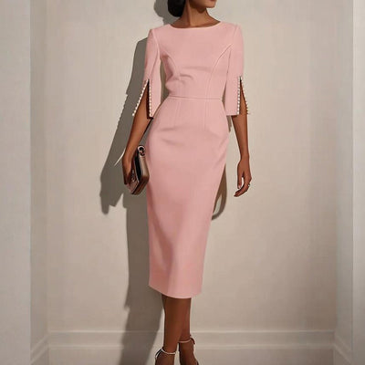 50% RABATT | Perlisse™ | Elegantes Midi-Kleid mit edlen Perlendetails